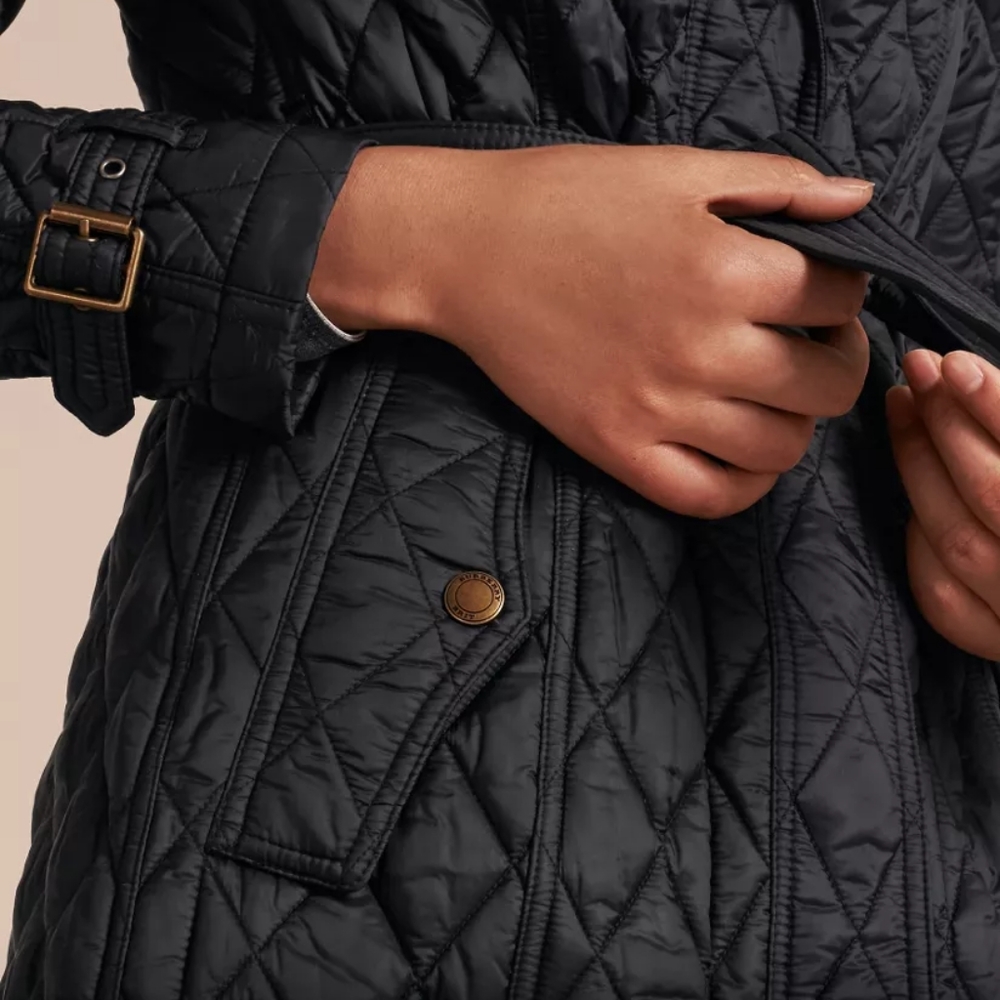 Burberry Finsbridge Long Quilted Black Jacket NWT - Picture 6 of 16